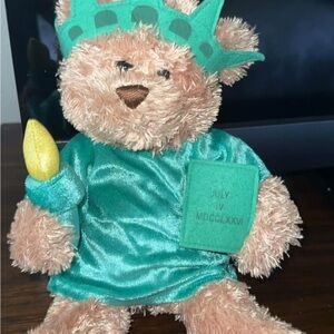 Statue od Liberty Bear Plush Toy - Green and Brown